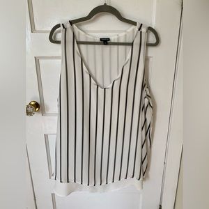 Torrid white and black striped tank top, double layered